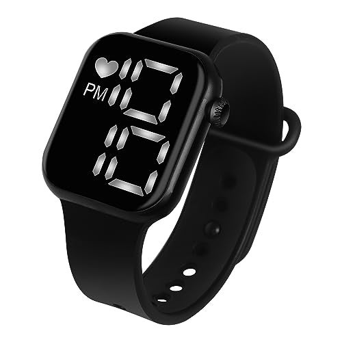 Matrix Kids LED Watch, Waterproof & Shockproof LED Watch for Boys & Girls (Black dial), Digital, Stainless Steel, Black strap - Image 1