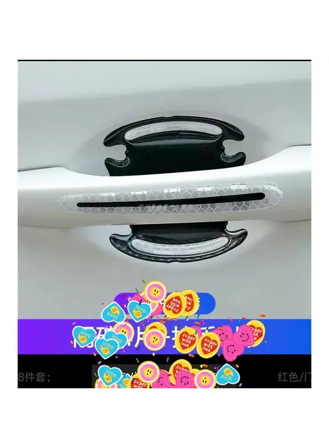 8pcs Yellow Fluorescent Reflective Car Door Handle Sticker Anti Scratch Guard - Image 2