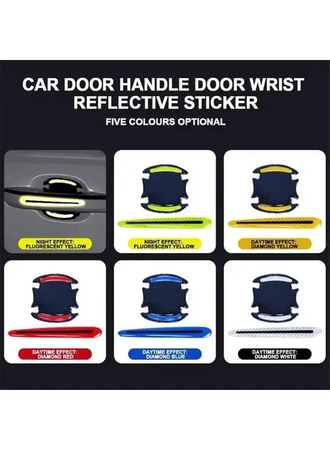 8pcs Yellow Fluorescent Reflective Car Door Handle Sticker Anti Scratch Guard - Image 5