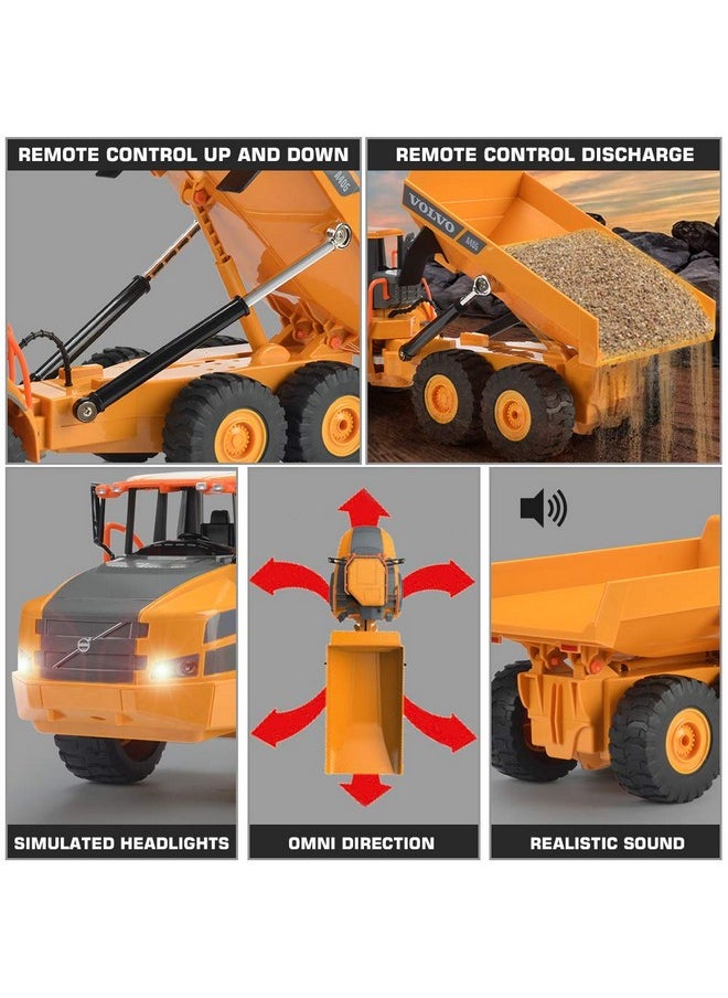 Double E - Volvo Rc Dump Truck Toy For Kids, Articulated Hauler, Remote Control Construction Toys Vehicles With Lights, Birthday Gifts Ideas For Boys Age 6 7 8 9 10 Year Old And Up - Image 1