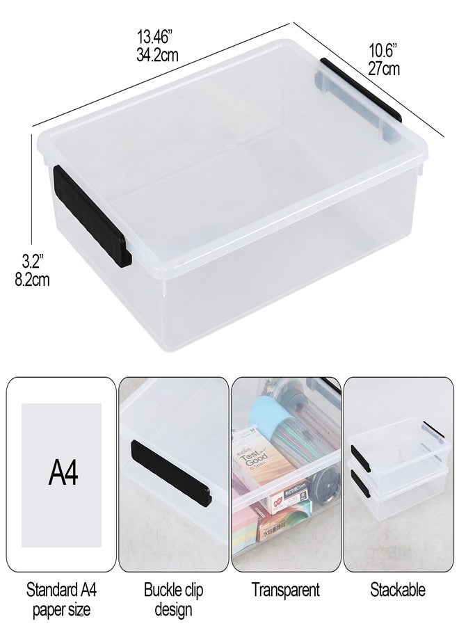 AnnkkyUS 4 Pack A4 Plastic File Box, Clear Flat Stackable Box with Lids - Image 2
