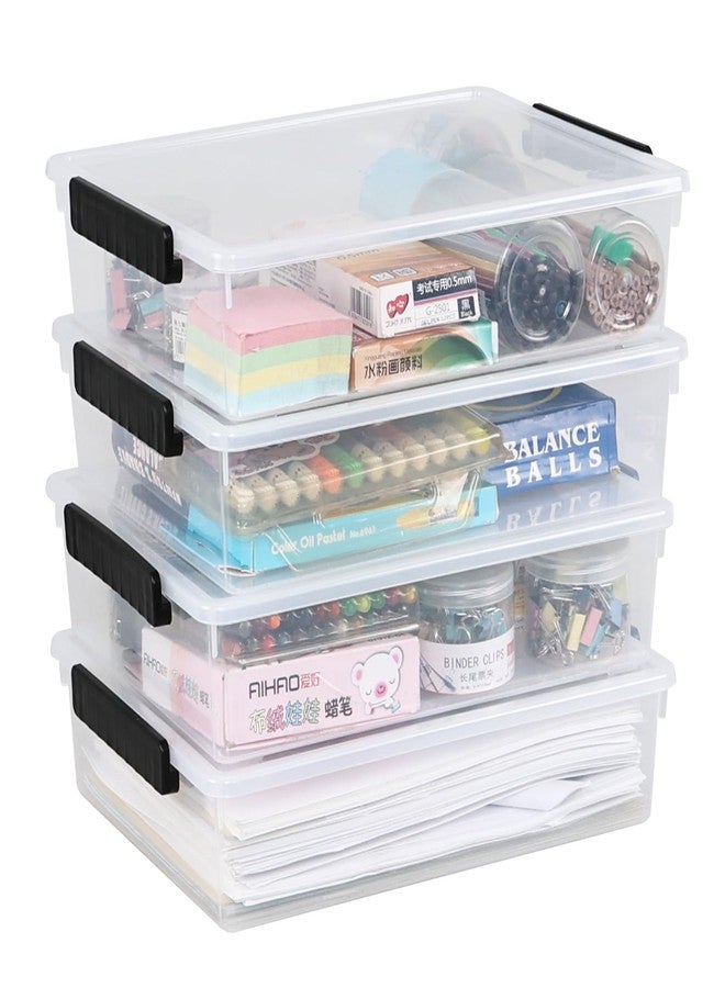 AnnkkyUS 4 Pack A4 Plastic File Box, Clear Flat Stackable Box with Lids - Image 1
