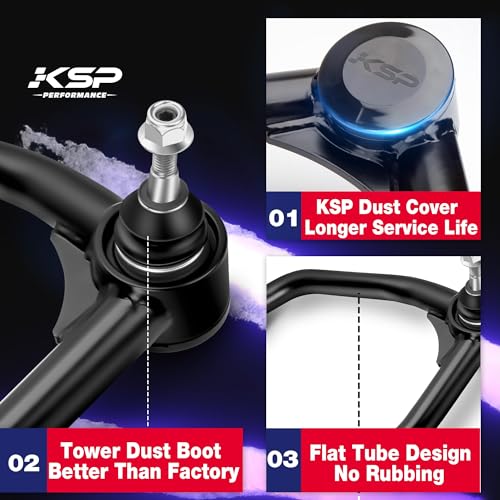 KSP PERFORMANCE KSP 0-2" OEM Upper Control Arms fit Silverado Sierra 1500 2007-2018, Adjustable UCA Compatible With Chevy GMC Tahoe Suburban Avalanche Yukon, Replace Factory/Stock Part# RK80669/70 521023/024 25812725 - Image 3
