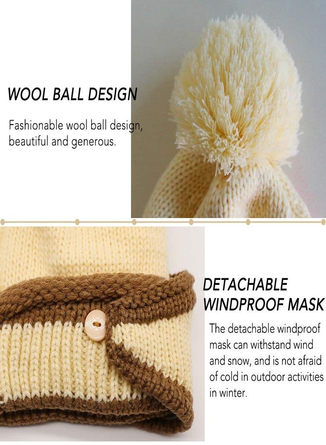 techcity 3 in 1 Warm Thick Knitted Beanie Hat Scarf and Mask Set Slouchy Snow Knit Cap Infinity Scarves for Women (Beige) - Image 4
