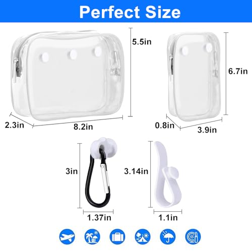 Everfunny 3 Packs Clear Bogg Beach Tote Bag with 2 Pack Insert Hooks Accessories for Bogg Bags Travel Makeup Clean Toiletry Brush Organizer Cosmetic Divider Storage Inner Pouch (White set of 2) - Image 4