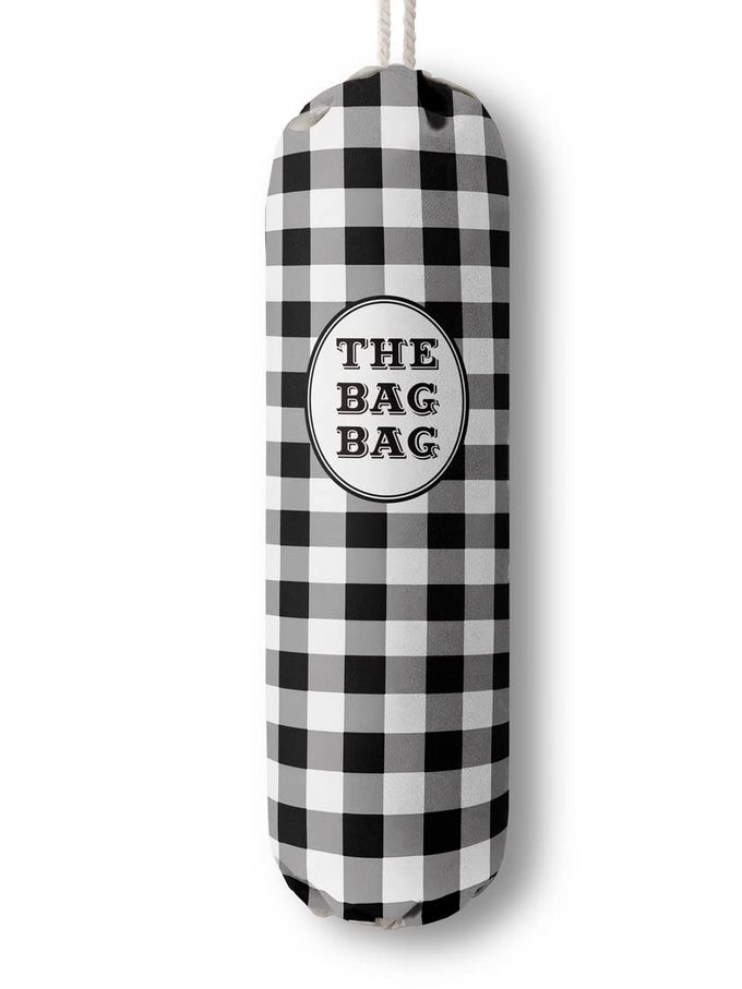BLACK WHITE BUFFALO CHECK PLAID GROCERY BAGS HOLDER ORGANIZER FOR SHOPPING BAGSWALL MOUNT PLASTIC BAGS STORAGE CONTAINER DISPENSERS KITCHEN HOUSEWARMING GIFTS FOR WOMEN FAMILY FRIENDS GRANDMA MOM
