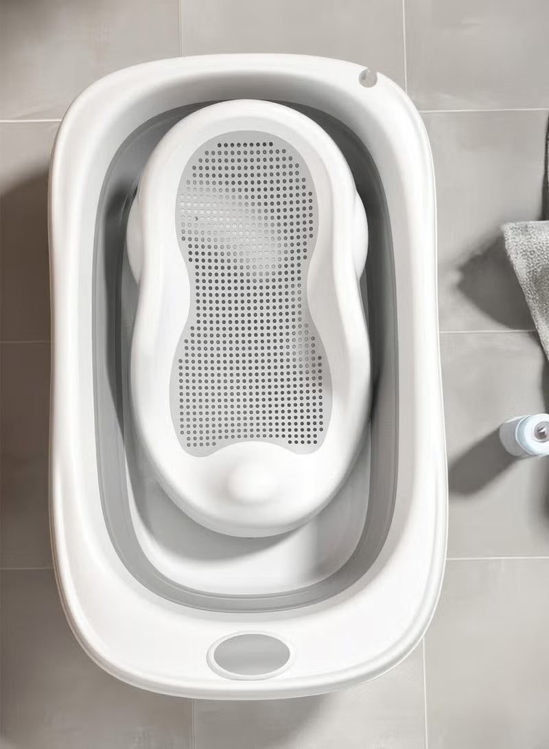 Bolivia's 4 In 1 Newborn Toddler Foldable Bathtub with Silicone Baby Bather, Collapsible Bucket and Foldable Water Ladle for 0-3 Years Kids,Grey - Image 5