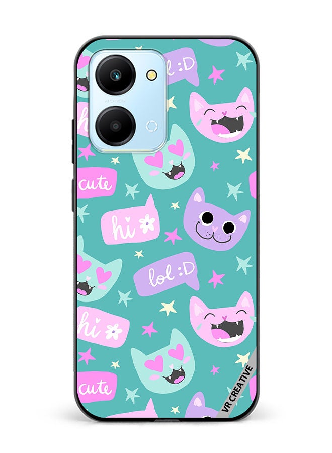 VR CREATIVE Protective Case Cover For Honor Play7T Cat Had And Bubble Speech Design Multicolour - Image 1