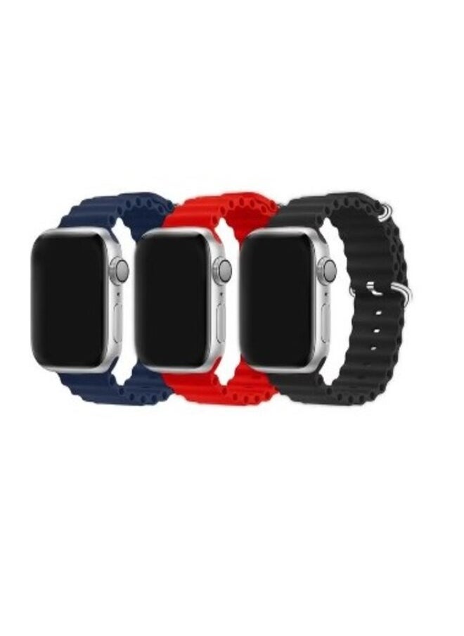Generic - 3Pack for Apple Watch Ocean Band 49mm 45mm 44mm 42mm Soft Silicone - Image 1