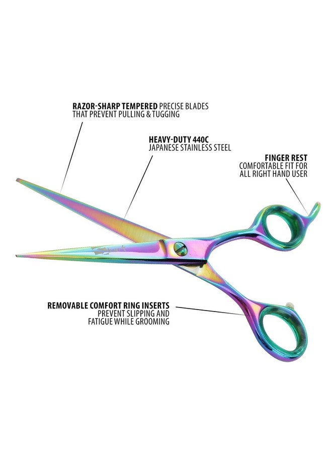 Sharf 6.5 Inch Straight Rainbow Pet Scissors for Grooming Small Dogs - Professional Precision & Stunning Results - Comfortable Design - Trusted by Grooming Pros - Dog Shears - Ideal Scissors for Pet - Image 2