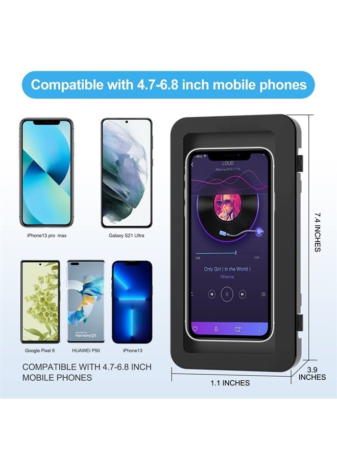 KUNSLUCK Shower Phone Holder Waterproof Anti-Fog Touch Screen Wall Mount Phone Holder for Shower Bathroom Mirror Bathtub (Black) - Image 5