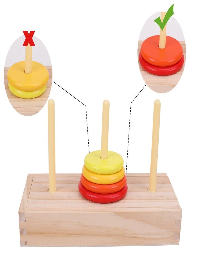 GEMEM Tower of Hanoi,Wooden Towers of 10 Rings Puzzle with Storage Box Logic Puzzle Brain Teaser Intellectual,STEM Logical Game Travel Toy Family Game Column Blocks Kids 5+ Years Gift - Image 4