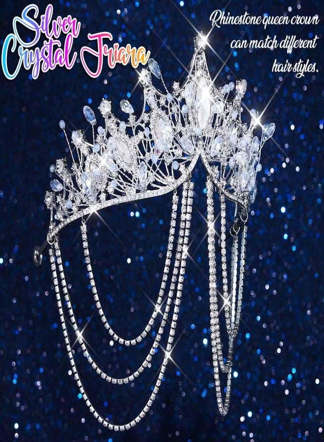 كيلشي تيجان زفاف مرصعة بأحجار الراين من كيلشاي، طوق رأس فضي مرصع بالكريستال للعرائس، قطعة رأس مثالية لحفلات التخرج للنساء - Image 4