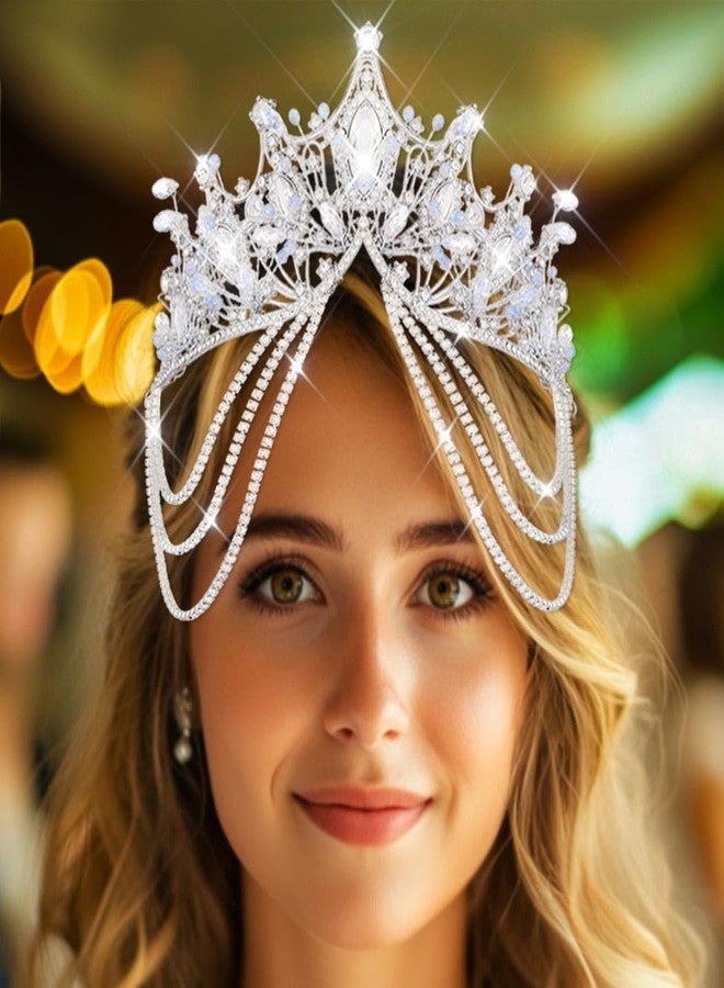 كيلشي تيجان زفاف مرصعة بأحجار الراين من كيلشاي، طوق رأس فضي مرصع بالكريستال للعرائس، قطعة رأس مثالية لحفلات التخرج للنساء - Image 5