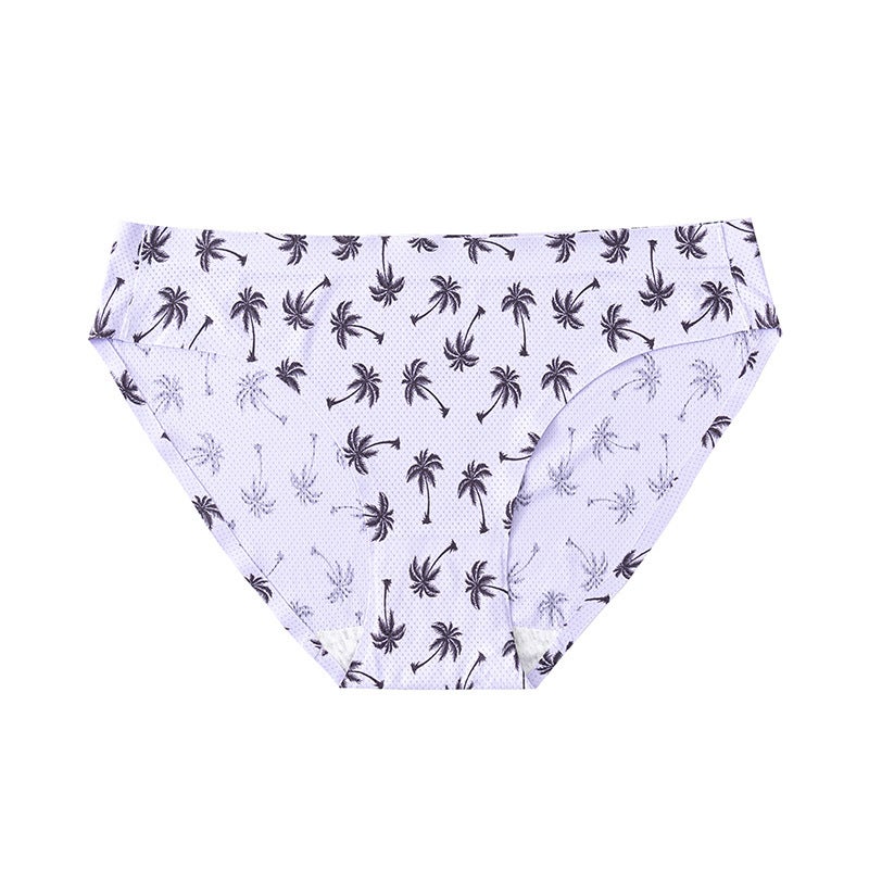 Greek Solid Color Printed Breathable Ice Silk Seamless Underwear Waist Hip Bikini Briefs - Image 1