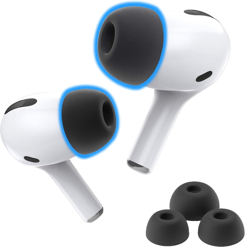 AutoLine Pro Foam Masters Memory Foam Ear Tips for AirPods Pro 1st & 2nd Gen | Comfortable | Secure | Better Noise Cancellation | Version 3.0 Replacement Buds (Small, Med, Large - 3 Pairs, Black) - Image 1