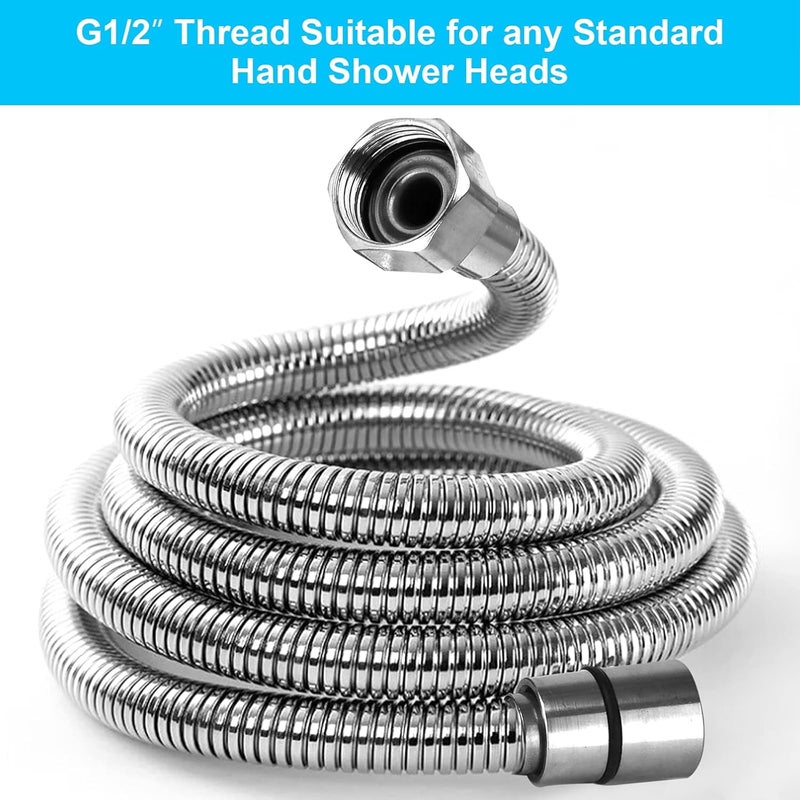 Teela خرطوم دش بطول 118 بوصة، خرطوم دش يدوي من الفولاذ المقاوم للصدأ 304، طويل جداً، تمديد/استبدال، مرن ودائم، إدخال و صمولة G1/2 - Image 4