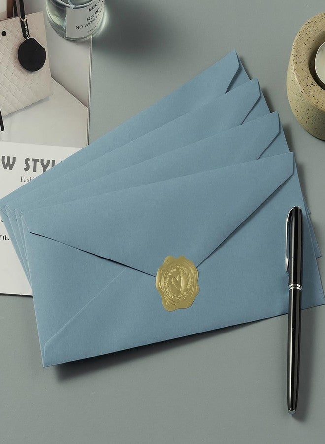 Toperd 50 Count #10 Business Envelope with Gold Stickers for Office, Business, Letter Mailing, 4.13 x 9.49 Inches (Dusty Blue) - Image 5