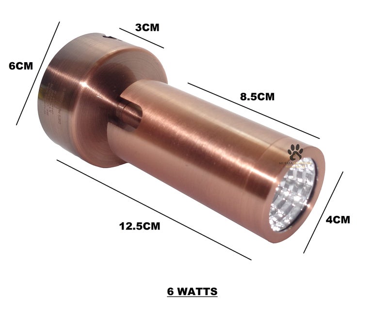 Mufasa 6 Watts Rose Gold Finish 5Inch LED Spotlight Focus Light Bedroom Reading Display Wall Light (Warm White) - Image 2