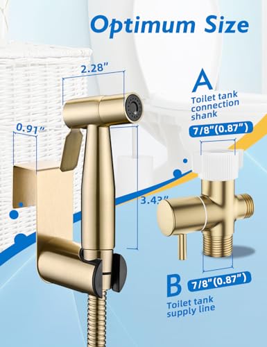 BRITULIF Gold Handheld Bidet Sprayer for Toilet BRITULIF Jet Sprayer for Toilet Muslim Shower Adjustable Bidets Attachment forToilet Feminine Wash - Image 3