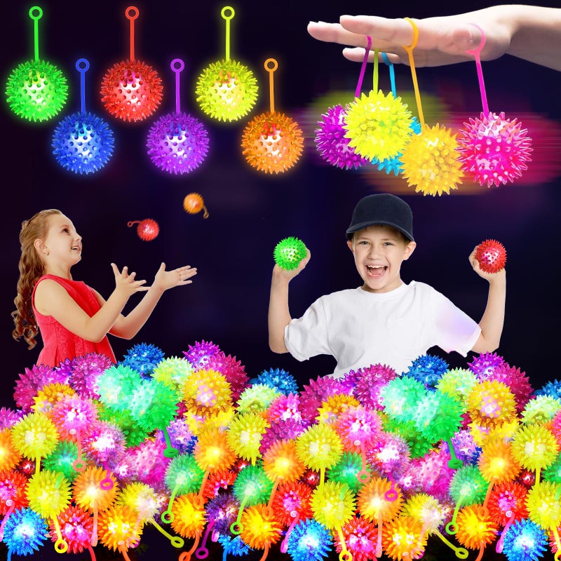 SHQDD 200PCS Light Up Ball Bouncy Balls for Kids 6 Colors LED Flashing Squeaky Ball 22inch Sensory Fidget Toys Glow in The Dark Party Supplies Neon Party Favors for Student Gifts School Rewards - Image 3
