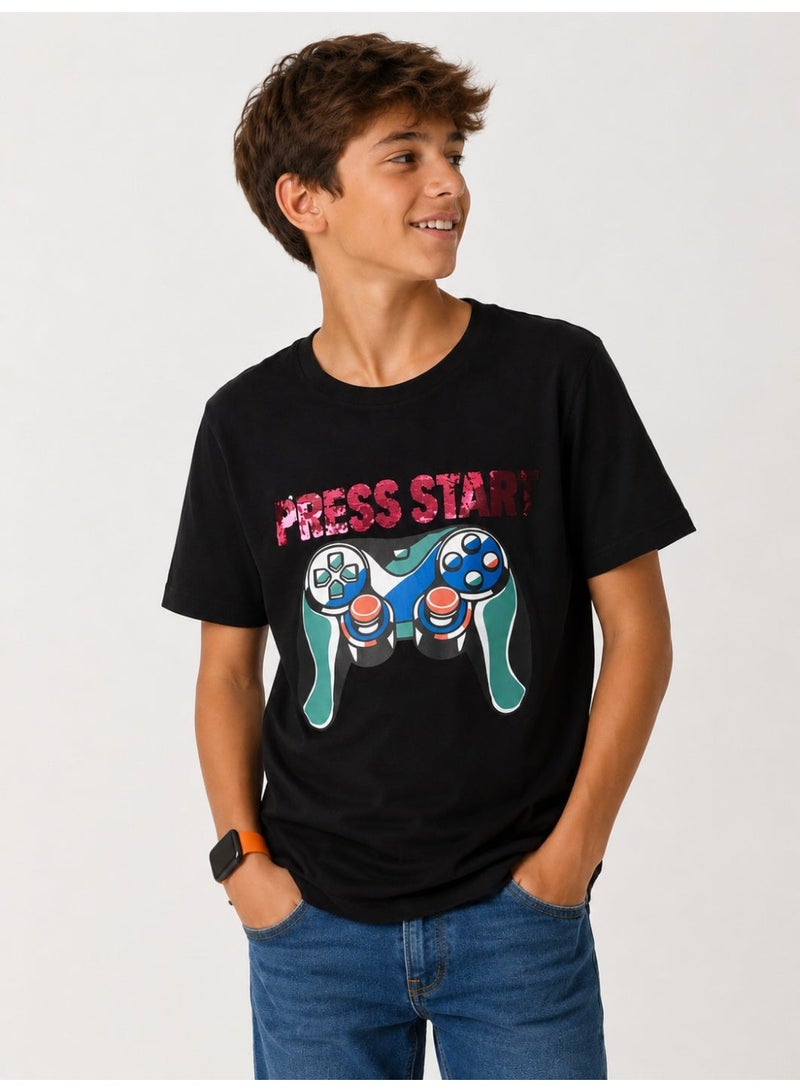 URBASY Kids boys Printed Round Neck T-shirt - Image 1