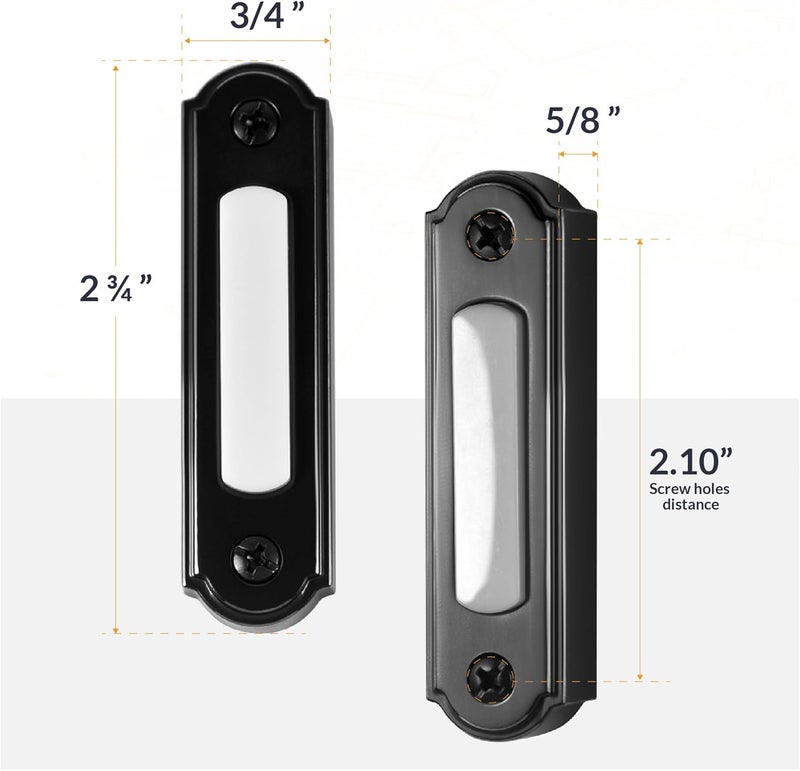 Newhouse Hardware 726843020608، زر جرس باب معدني مضيء بتقنية LED، لون أسود، رقم المنتج: BT5BL - Image 1