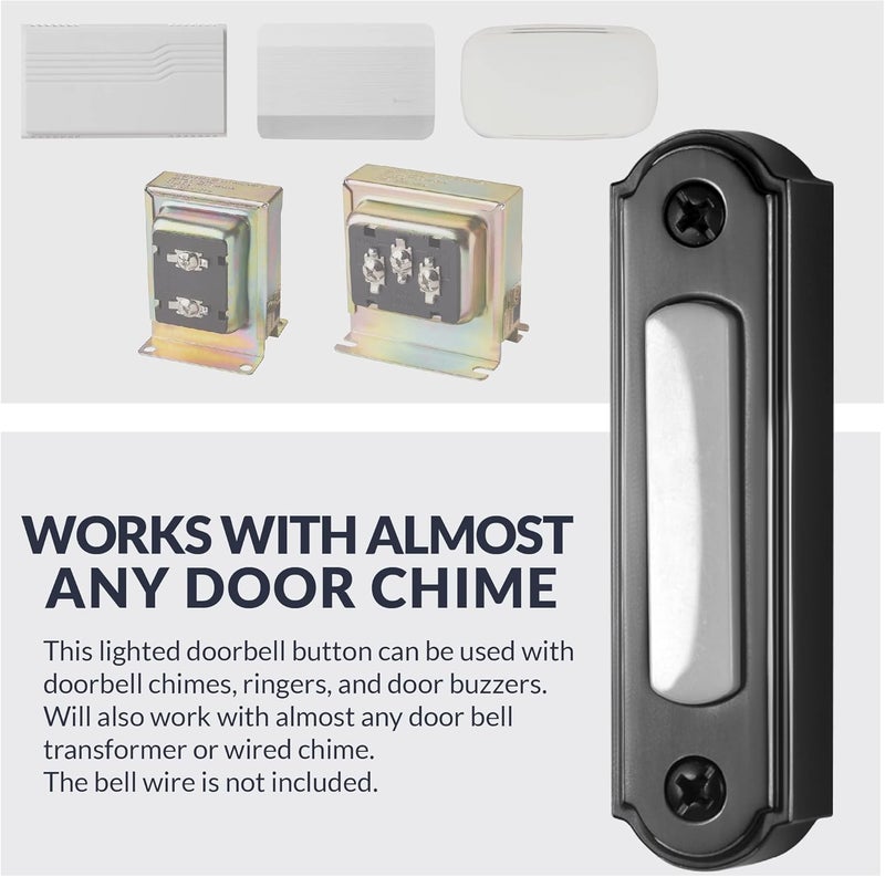 Newhouse Hardware 726843020608، زر جرس باب معدني مضيء بتقنية LED، لون أسود، رقم المنتج: BT5BL - Image 4