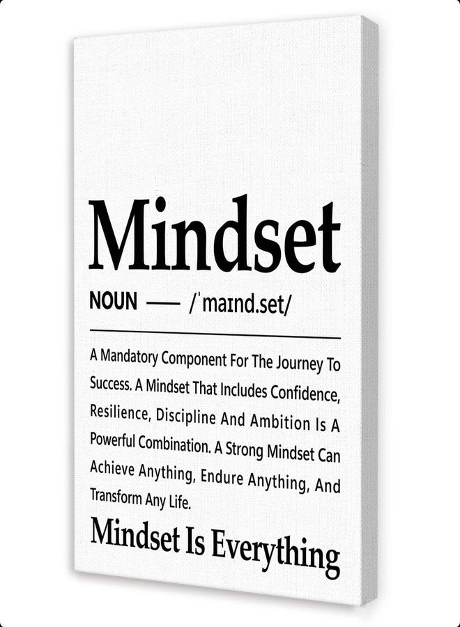 Gwisml Mindset Definition Wall Decor,White Inspirational Canvas Paintings Framed For Office Home Workplace Wall Art Decor - Image 1