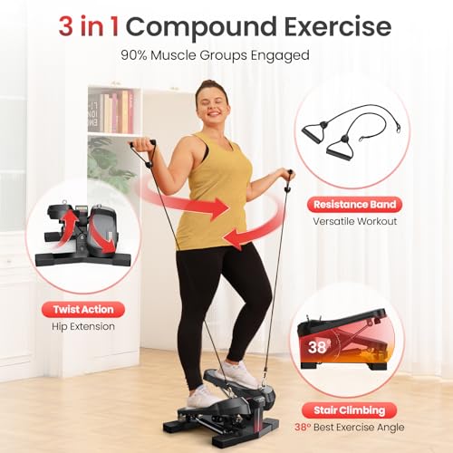 FLYBIRD Stair Stepper Machine with Resistance Bands for Home Workout, 350 LBS Capacity Twisting Stepper for Cardio, Legs, Hips & Glutes, Fitness Equipment for Men and Women - Image 2