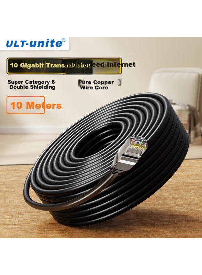 Ult-unite Cat6a Shielded Ethernet Cable, 10 Gigabit High-speed Transmission, Computer Broadband Home Engineering Router Monitoring Patch Cord, 10 Meters - Image 1