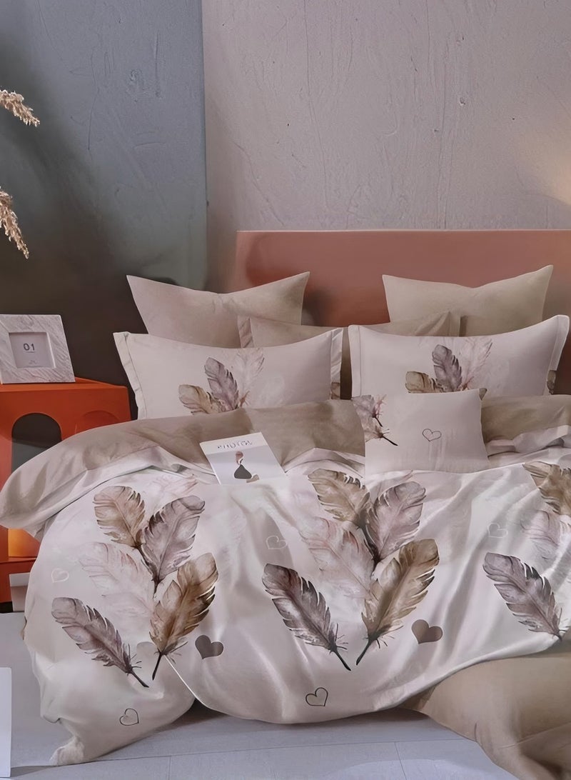 طقم غطاء لحاف ملكي جديد، 6 قطع مع غطاء لحاف 220×240 سم و1 ملاءة مفروشة و4 أغطية وسائد