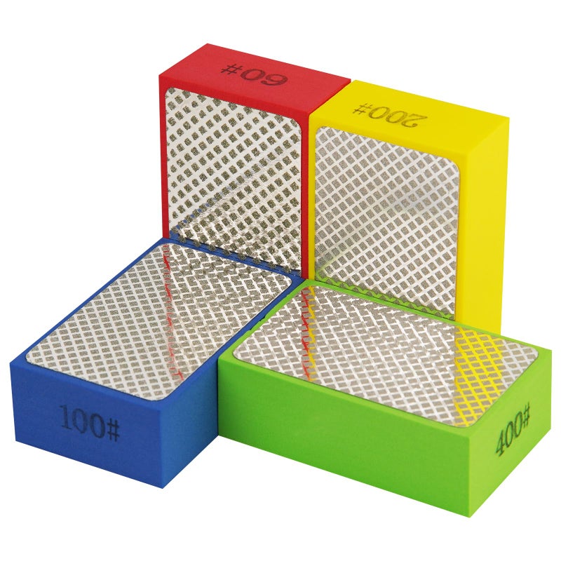 Cuttte Diamond Polishing Pads Sanding Blocks - Cuttte 4pcs Diamond Sanding Sponge Pads Tile Tools 60#, 100#, 200#, 400# for Wood Ceramic Tile Glass Grinder - Image 1