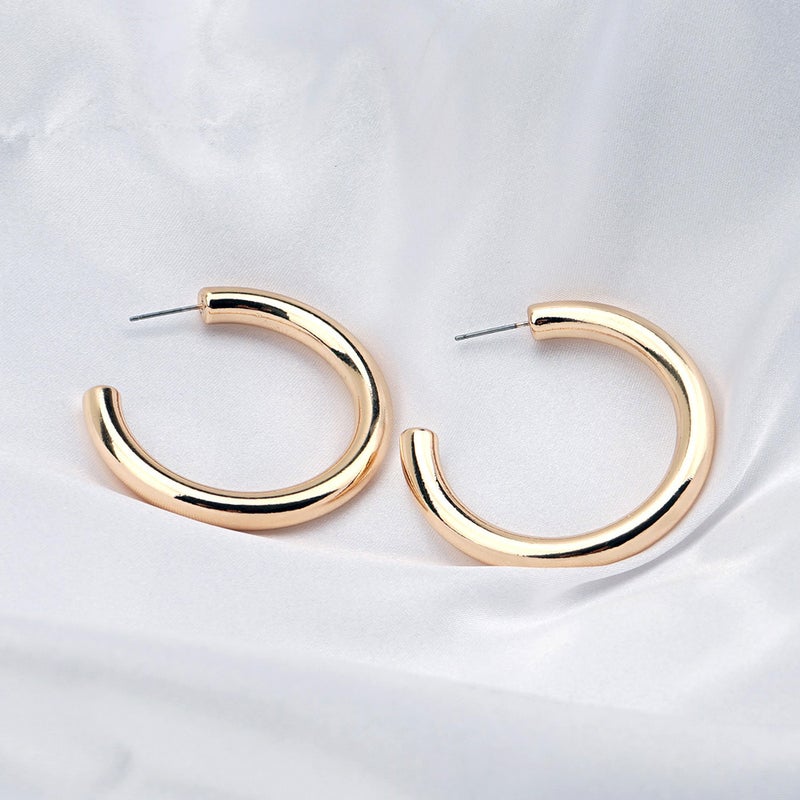 Arabest Metallic C-Shaped Exaggerated Earrings - Image 2