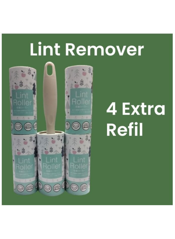 Sticky Clothes Hair Remover Lint Roller Set - Extra Sticky with 2 Refills and Fluff Brush - Suitable for Clothes, Furniture, Bedding, Cars, Carpets, and Dust - 300 Sheets  - Image 1