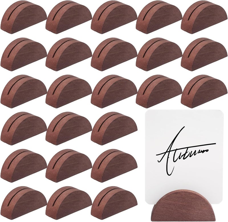Colingmill 24 Pcs Wooden Table Number Stands Indoor Lightweight Wedding Table Name Holder Semicircular Design Place Card Holders Office Tag Photo Menu Clips Banquet Birthday Party Restaurant - Image 1