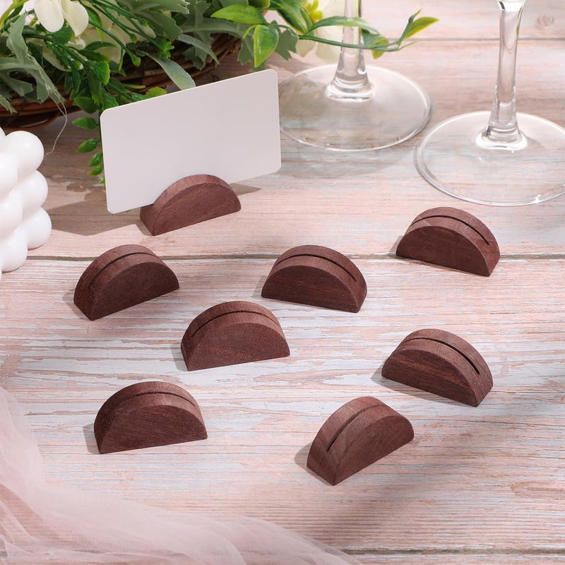 Colingmill 24 Pcs Wooden Table Number Stands Indoor Lightweight Wedding Table Name Holder Semicircular Design Place Card Holders Office Tag Photo Menu Clips Banquet Birthday Party Restaurant - Image 3
