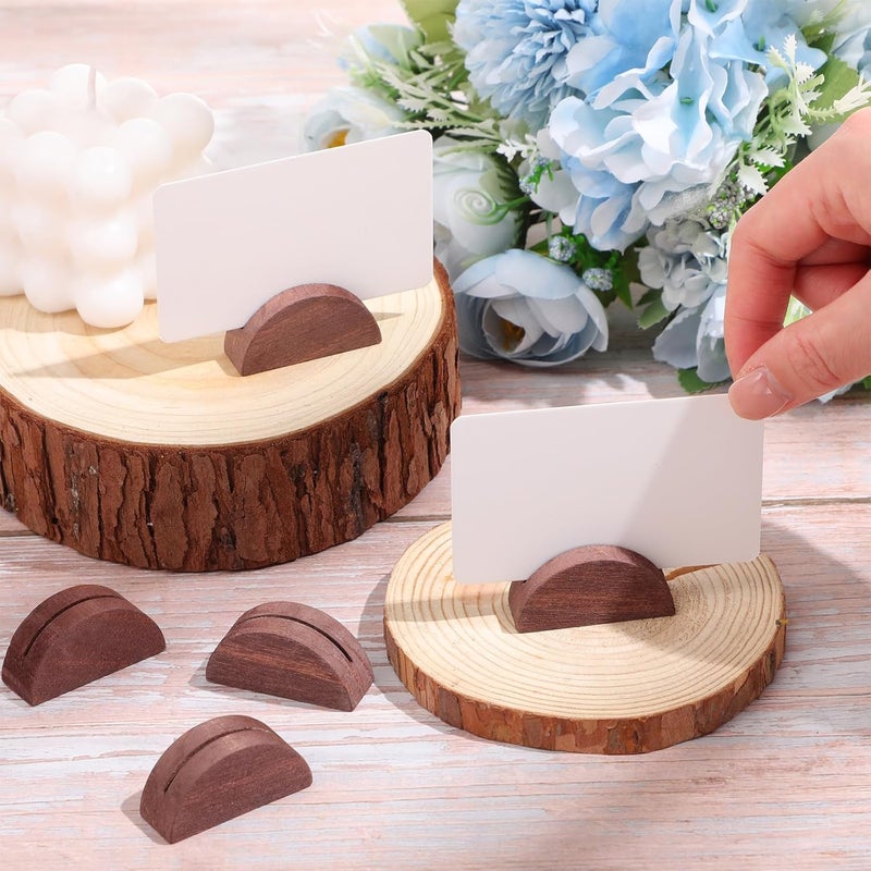 Colingmill 24 Pcs Wooden Table Number Stands Indoor Lightweight Wedding Table Name Holder Semicircular Design Place Card Holders Office Tag Photo Menu Clips Banquet Birthday Party Restaurant - Image 4