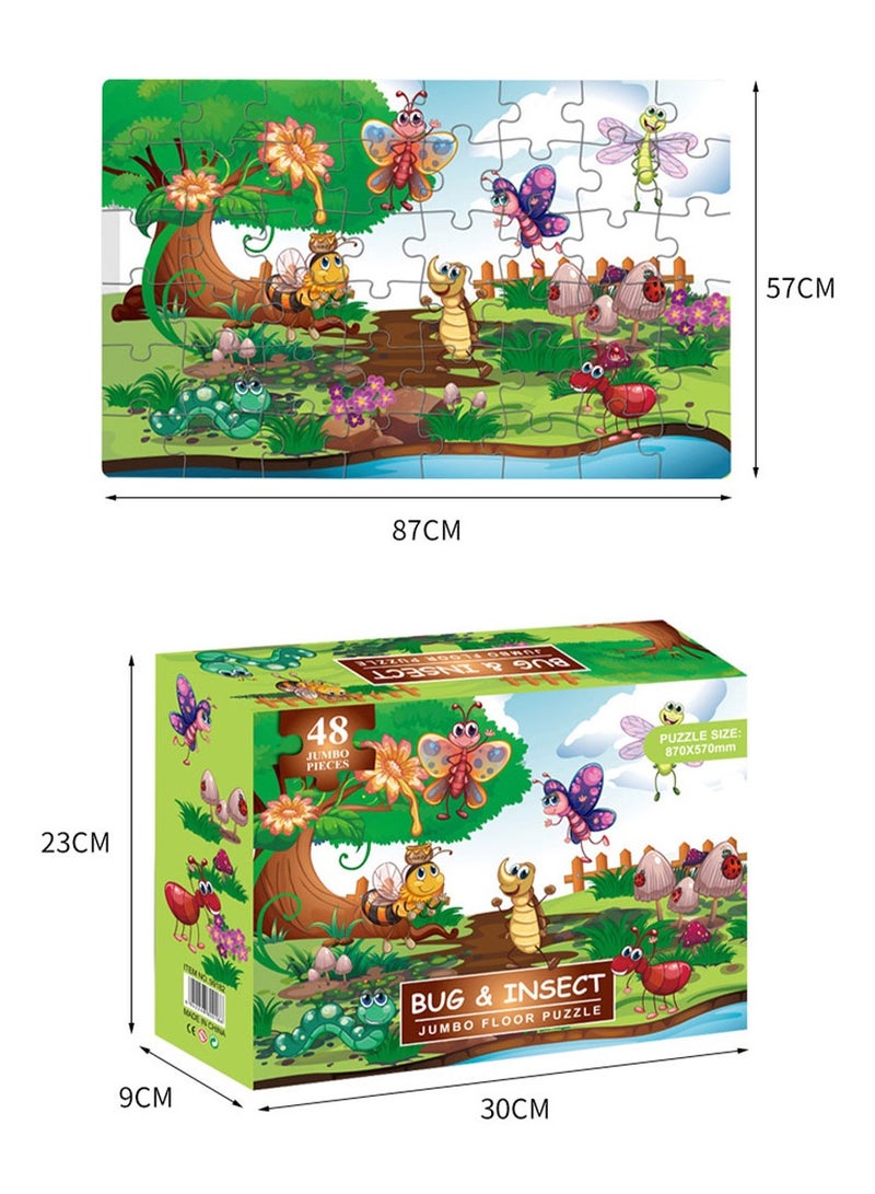 Jumbo Floor Puzzle for Toddlers – 48 Extra Large Pieces Featuring Zoo Animals and Insects – Safe and Educational Puzzle to Boost Cognitive and Motor Skills - Image 2