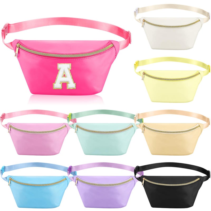 Amylove 9 Pieces Fanny Packs Nylon Waist Bag Zipper Travel Running Bag with Adjustable Strap for Women MenNylonBright Colors - Image 2