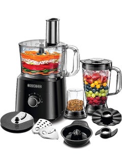 BLACK&DECKER 5In1 Food Processor, 750W, 2L Bowl, 1.8L Blender, Jar, Grinder & Chopper, Plus 34 Extra Functions, Compact & Kitchen Appliance For Chopping, Slicing, Shredding, 2 Years Warranty, Fx775-B5  - Image 1