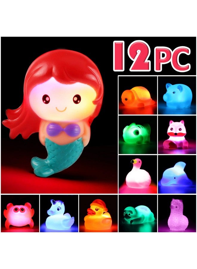 Laxdacee No Hole Bath Toy, 12 Pack Light up Animal, Flashing Color Tub Toys for Toddler Swimming Pool Party Bathtub Bathroom Shower Game, Bathtub Floating Water Toy for Infant Kid Toddler Boy Girl - Image 1