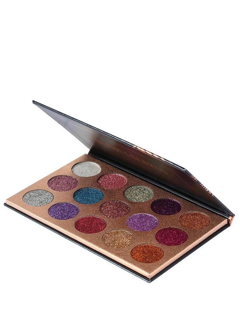 15 Colors Glitter Eyeshadow Palette Shimmer Ultra Pigmented Makeup Eye Shadow Powder Long Lasting Waterproof