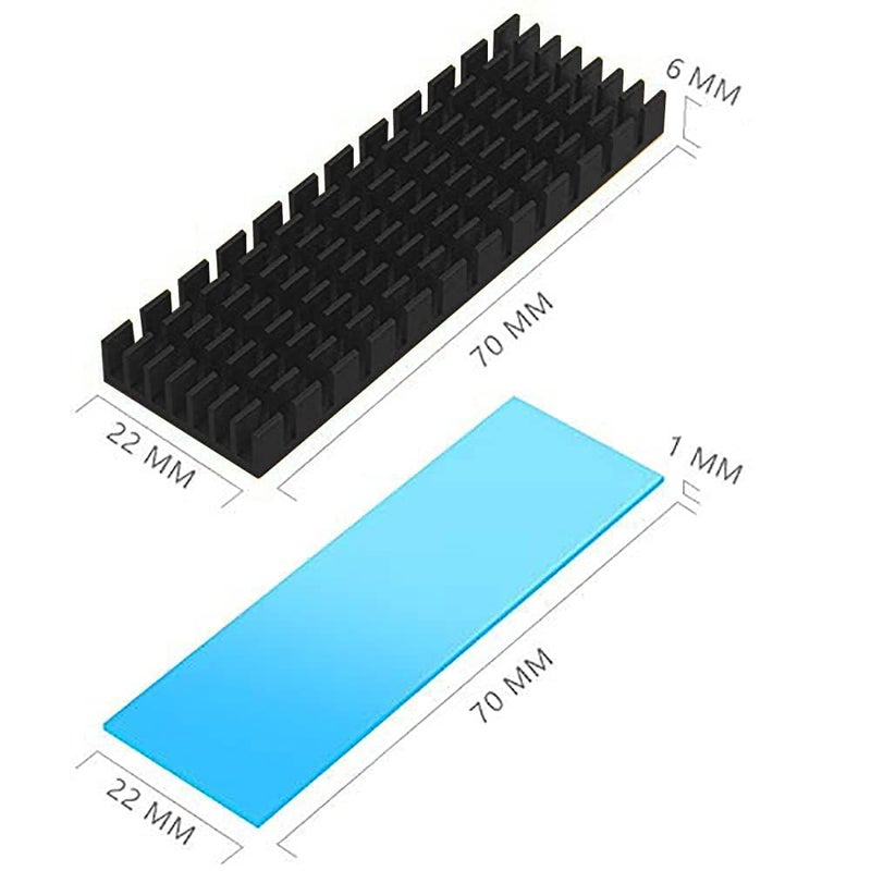 ETZIN مبددات حرارة الألمنيوم لمبردات M.2 SSD، زعانف تبريد SSD M.2 PCIE لأجهزة الكمبيوتر مع وسادات تبديد الحرارة السيليكونية + الملحقات المضمنة (عبوة من 5، باللون الأسود) - Image 4