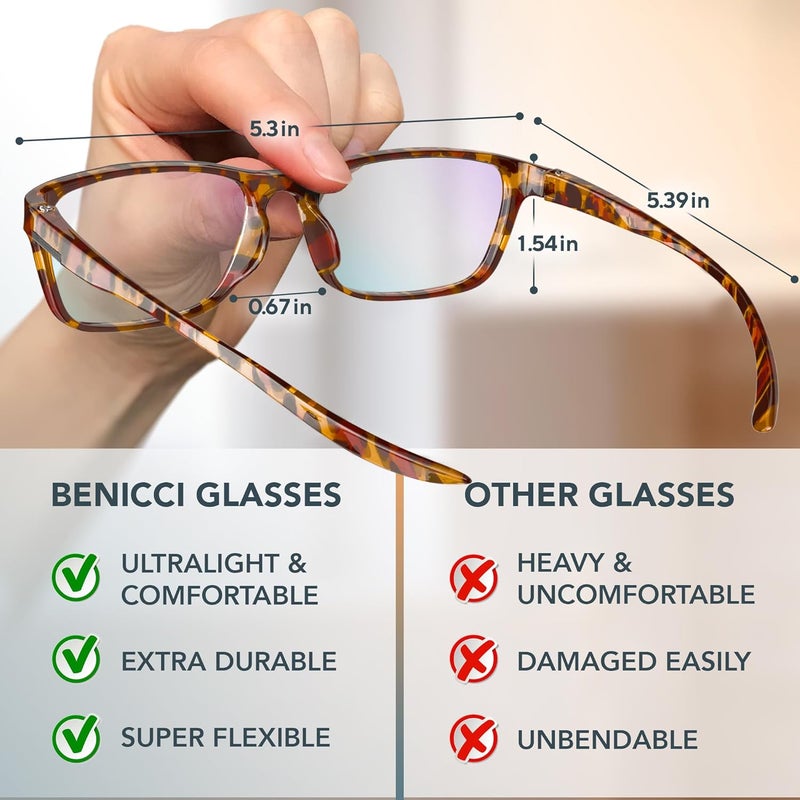 Benicci نظارات أنيقة لحجب الضوء الأزرق للنساء والرجال - تساعد في تخفيف إجهاد العين الرقمي والصداع الناتج عن الكمبيوترات والهواتف مع علبة - Image 4