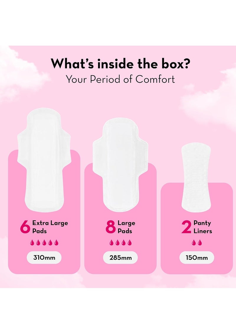 Plush Plush 100% Pure US Cotton Ultra-Thin Rash Free Natural Sanitary Pads for Women | Vegan & Paraben Free | For Normal-Sensitive Skin (Large + XL, 14)  - Image 2