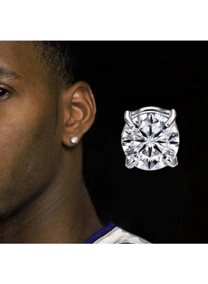 1 قطعة أقراط مغناطيسية للنساء والرجال من الفولاذ المقاوم للصدأ غير ثقب أقراط مغناطيسية مشبكية مرصعة بالزركونيا 8 مم