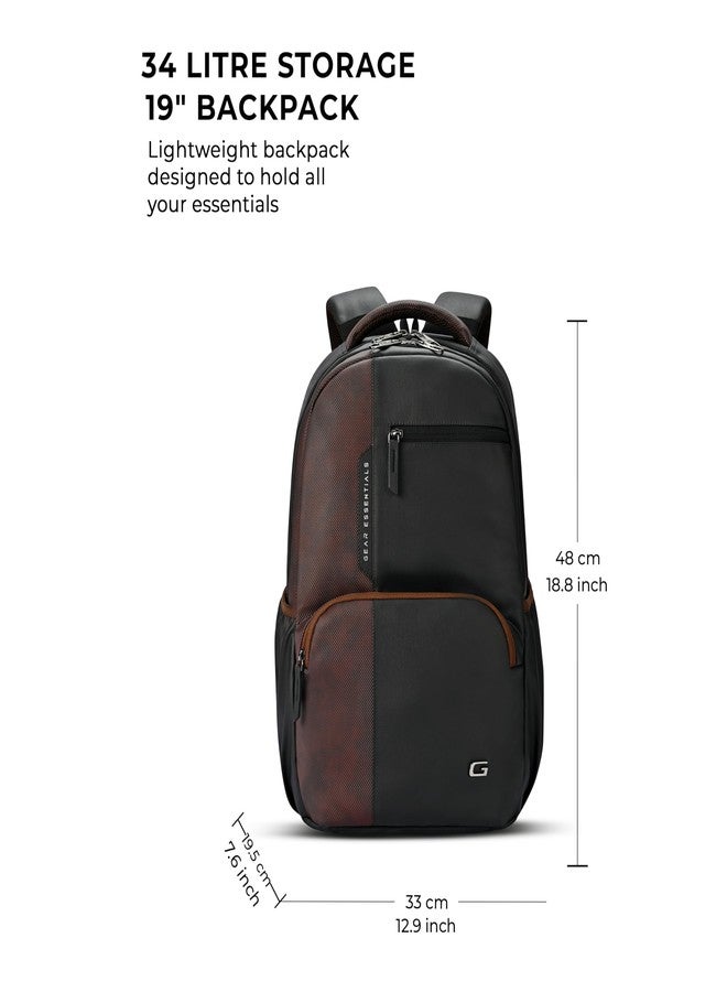 Gear Vintage 2 Faux Leather(Without Antitheft) 19"/34L Large Water Resistant Laptop Backpack/Casual Backpack/Daypack/Travel Backpack/College Bag For Men/Women(Black-Brown) - Image 2