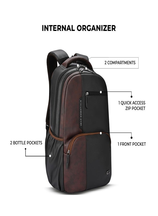 Gear Vintage 2 Faux Leather(Without Antitheft) 19"/34L Large Water Resistant Laptop Backpack/Casual Backpack/Daypack/Travel Backpack/College Bag For Men/Women(Black-Brown) - Image 3