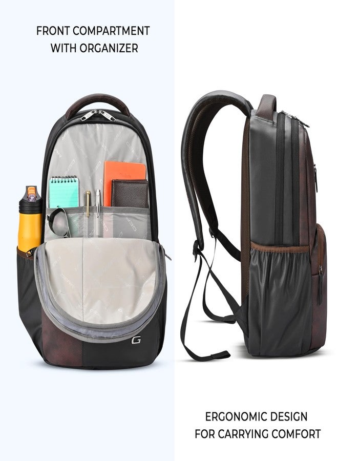 Gear Vintage 2 Faux Leather(Without Antitheft) 19"/34L Large Water Resistant Laptop Backpack/Casual Backpack/Daypack/Travel Backpack/College Bag For Men/Women(Black-Brown) - Image 4